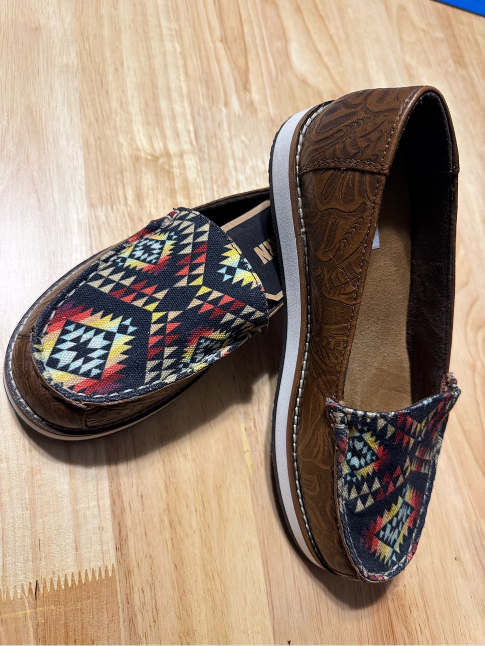 Myra  western slip ons Brown & Black Aztec-Patterned  Flats from Boot Barn